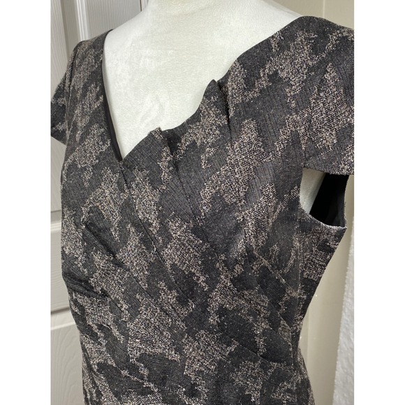 David Meister‎ Houndstooth Dress Sheath Cap Sleeve Career Party Size 10 - Picture 4 of 9